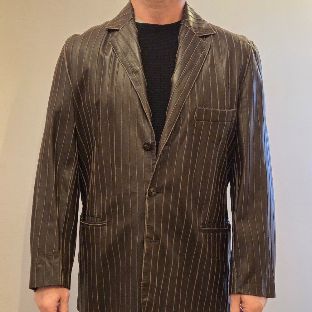 Men's Brown Leather Blazer